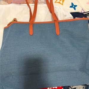 Elegant Blue and Tan Tote Bag